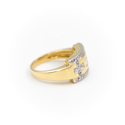 Bague 53 Bague en or jaune et or blanc 18 carats avec diamants 58 Facettes 2052067CN