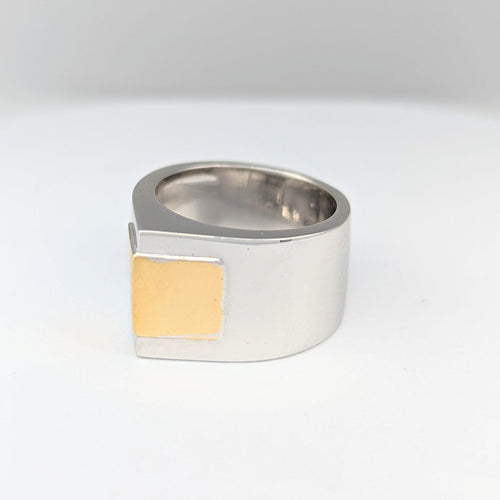 Bague 55 Dinh Van - Bague géométrique en or blanc et or jaune 18 carats 58 Facettes 20553