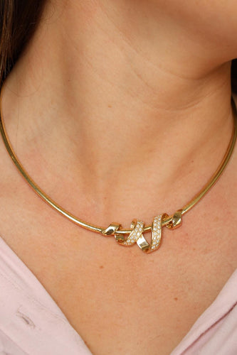 Collier Collier maille oméga torsadée en or jaune 18 carats et diamants 58 Facettes 2075259CN