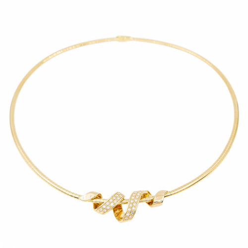 Collier Collier maille oméga torsadée en or jaune 18 carats et diamants 58 Facettes 2075259CN