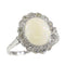 Bague 57 Bague de fiançailles vintage en platine avec diamants et opale 58 Facettes 21019-0035