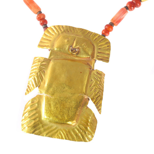 Collier Pendentif précolombien - Oiseau anthropomorphe en or avec collier 58 Facettes 21055-0157