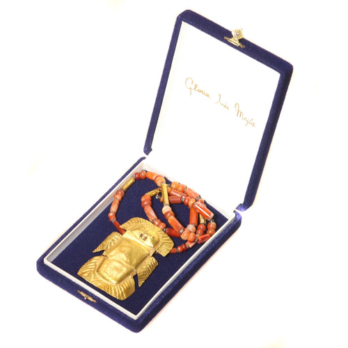 Collier Pendentif précolombien - Oiseau anthropomorphe en or avec collier 58 Facettes 21055-0157