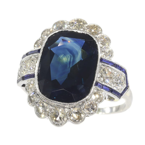 Bague 59 Bague Art déco transition - Saphir et diamants en platine 58 Facettes 21061-0267