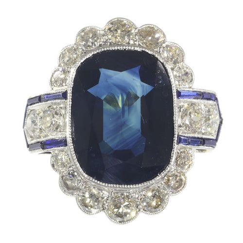 Bague 59 Bague Art déco transition - Saphir et diamants en platine 58 Facettes 21061-0267