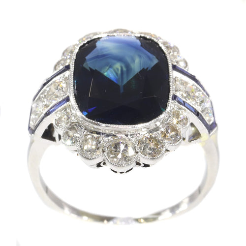 Bague 59 Bague Art déco transition - Saphir et diamants en platine 58 Facettes 21061-0267