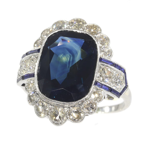 Bague 59 Bague Art déco transition - Saphir et diamants en platine 58 Facettes 21061-0267