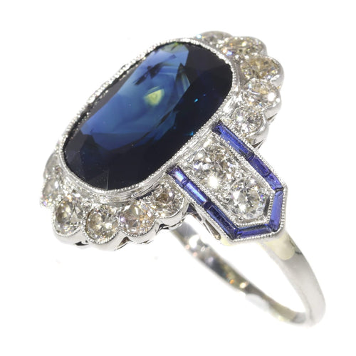 Bague 59 Bague Art déco transition - Saphir et diamants en platine 58 Facettes 21061-0267