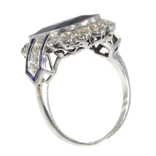 Bague 59 Bague Art déco transition - Saphir et diamants en platine 58 Facettes 21061-0267