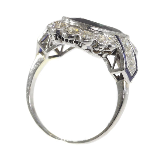 Bague 59 Bague Art déco transition - Saphir et diamants en platine 58 Facettes 21061-0267