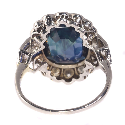 Bague 59 Bague Art déco transition - Saphir et diamants en platine 58 Facettes 21061-0267
