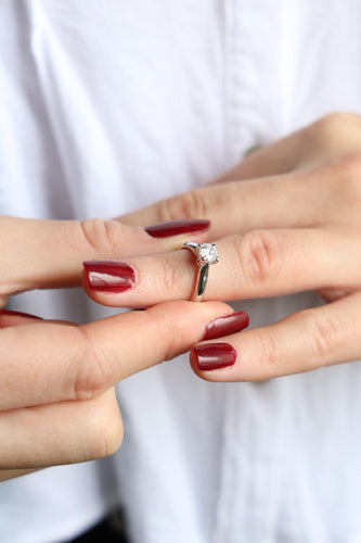 Bague 46 Bague solitaire en or blanc 18 carats avec diamant 0,51 ct 58 Facettes 2107265CN