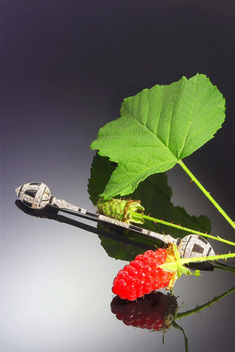 Broche Broche barrette Art déco en or blanc 18K, diamants et onyx 58 Facettes 21096-0063