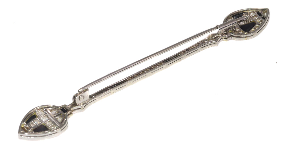Broche Broche barrette Art déco en or blanc 18K, diamants et onyx 58 Facettes 21096-0063