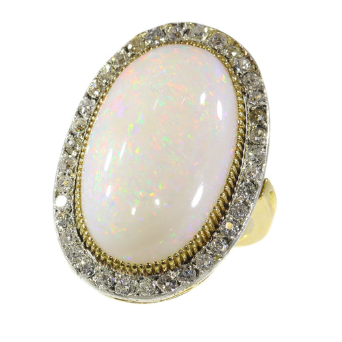 Bague 50 Bague victorienne - Opale 25 ct et diamants en or jaune 18K 58 Facettes 21098-0255
