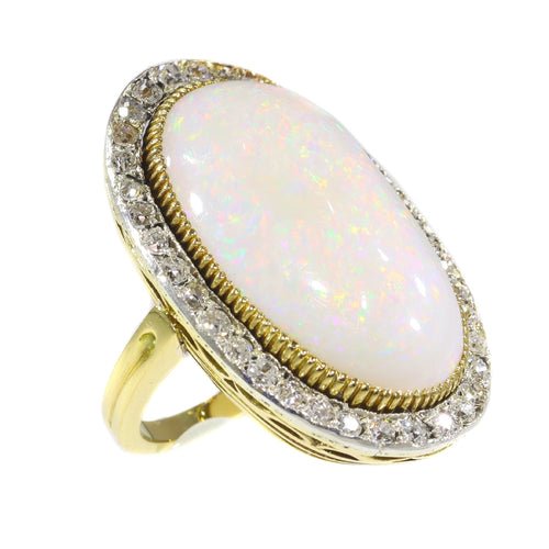 Bague 50 Bague victorienne - Opale 25 ct et diamants en or jaune 18K 58 Facettes 21098-0255