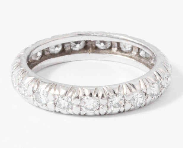 Bague 52 Alliance américaine en platine sertie de diamants 0,80 ct 58 Facettes