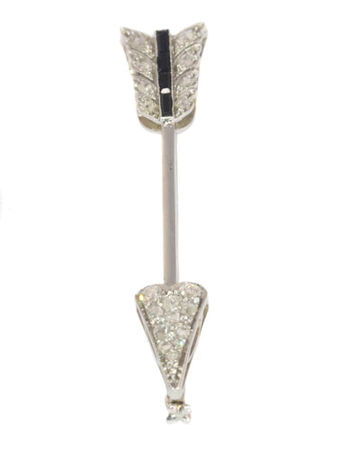 Broche Broche flèche Art déco vintage en or blanc 18K, diamants et onyx 58 Facettes 21104-0309