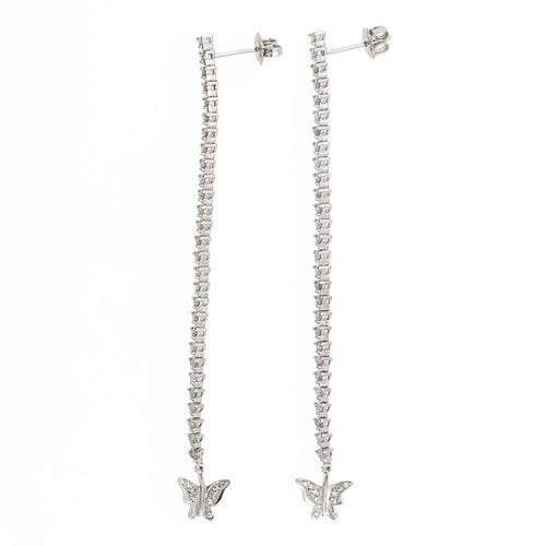 Boucles d'oreilles Boucles d’oreilles ligne de diamants en or blanc 18 carats 58 Facettes 2110873CN