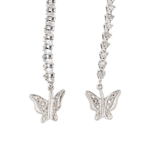 Boucles d'oreilles Boucles d’oreilles ligne de diamants en or blanc 18 carats 58 Facettes 2110873CN