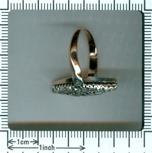 Bague 51 Bague ancienne bateau de fiançailles en or rose 18k, diamants 58 Facettes 21146-0157