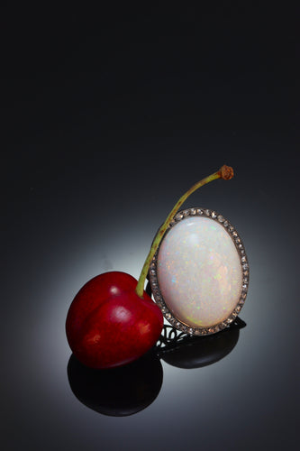 Bague 58 Bague victorienne en or jaune 18k, argent, opale et diamants 58 Facettes 21224-0615