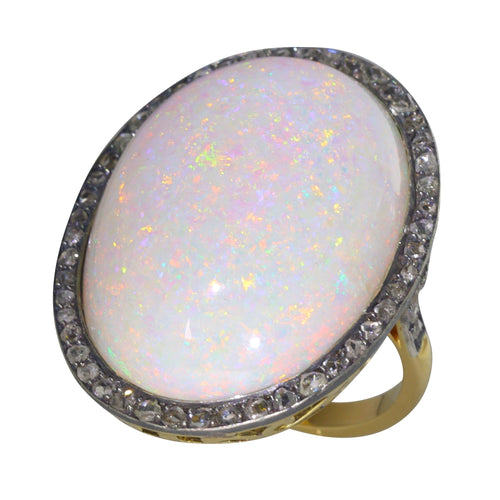 Bague 58 Bague victorienne en or jaune 18k, argent, opale et diamants 58 Facettes 21224-0615