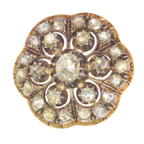 Broche Broche victorienne en or rose 18k, argent et diamants 58 Facettes 21272-0489