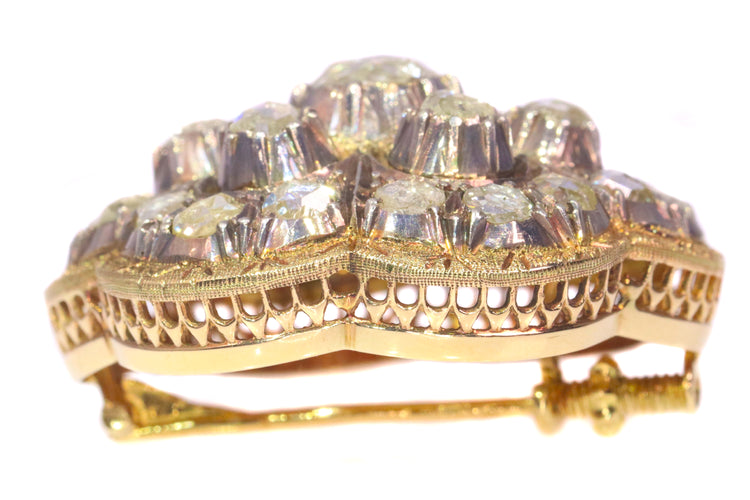 Broche Broche victorienne en or rose 18k, argent et diamants 58 Facettes 21272-0489