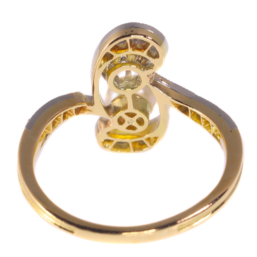 Bague 52 Bague de fiançailles Art nouveau en or 18K, diamants et perle 58 Facettes 21285-0669