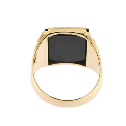 Bague Bague homme en or jaune 18 carats avec onyx rectangulaire 58 Facettes 21287