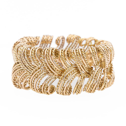 Bracelet Bracelet manchette en or jaune 18 carats, maille torsadée 58 Facettes 2129618CN