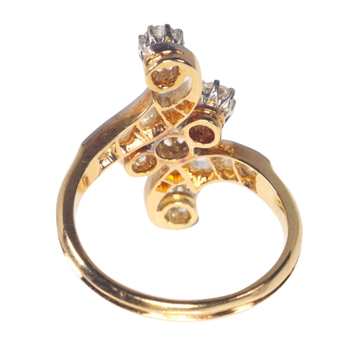 Bague 57 Bague de fiançailles Belle Époque en or jaune 18K, platine et diamants 58 Facettes 21345-0169