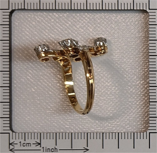 Bague 57 Bague de fiançailles Belle Époque en or jaune 18K, platine et diamants 58 Facettes 21345-0169