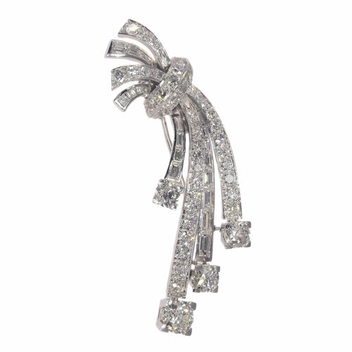 Broche Broche années 1950 en platine et diamants (6,40 ct) 58 Facettes 21348-0038