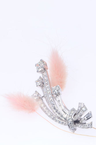 Broche Broche années 1950 en platine et diamants (6,40 ct) 58 Facettes 21348-0038