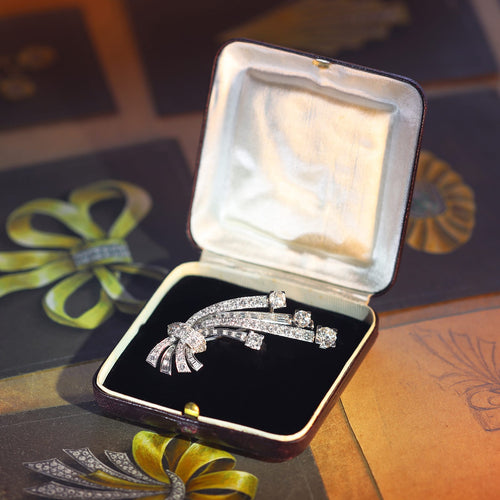 Broche Broche années 1950 en platine et diamants (6,40 ct) 58 Facettes 21348-0038