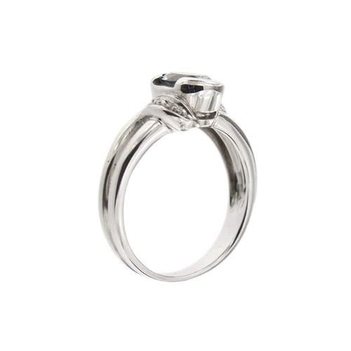 Bague 56 Bague en or blanc 18 ct avec aquamarine et diamants 58 Facettes 21456