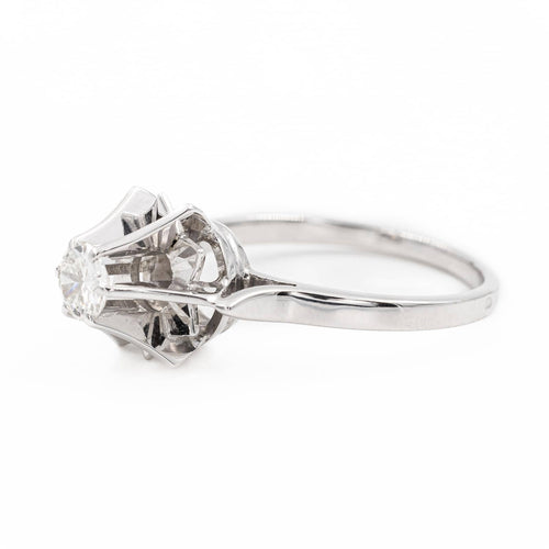 Bague 53 Bague solitaire en or blanc 18 carats avec diamant brillant 0,34 ct 58 Facettes 2179643CN
