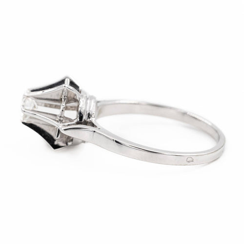 Bague 53 Bague solitaire en or blanc 18 carats avec diamant brillant 0,34 ct 58 Facettes 2179643CN