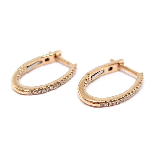 Boucles d'oreilles Créoles ovales diamants or rose 58 Facettes