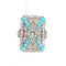 Bague 55 Bague Art déco en platine avec diamants et turquoise 58 Facettes