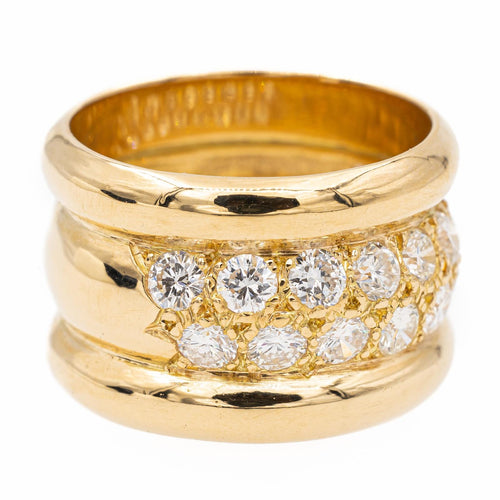 Bague 53 Bague bandeau en or jaune 18 carats sertie de diamants 58 Facettes 2201583CN