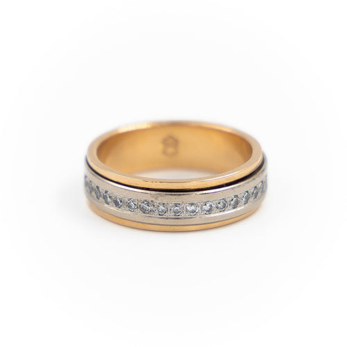 Bague 54 Alliance - Bague en or blanc et or rose 18 carats avec diamants 58 Facettes 2201988CN