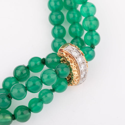 Bracelet Van Cleef & Arpels - Bracelet en or jaune et chrysoprase pavé de diamants 58 Facettes