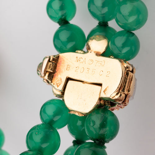 Bracelet Van Cleef & Arpels - Bracelet en or jaune et chrysoprase pavé de diamants 58 Facettes