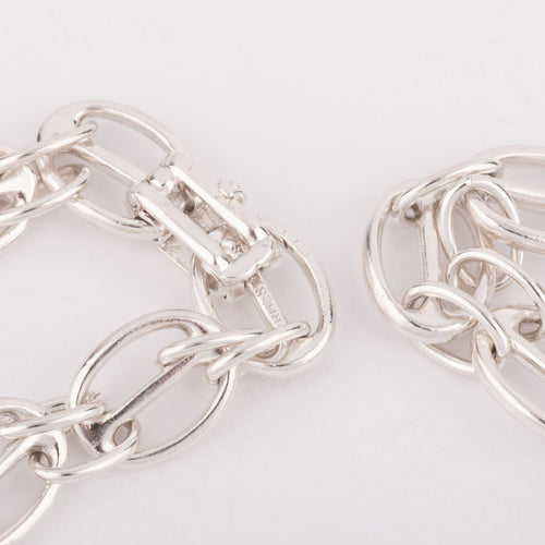 Collier Hermès - Sautoir à motifs ovales en argent 925 58 Facettes 1