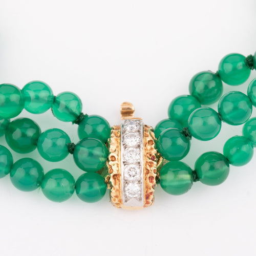 Bracelet Van Cleef & Arpels - Bracelet en or jaune et chrysoprase pavé de diamants 58 Facettes