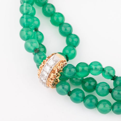 Bracelet Van Cleef & Arpels - Bracelet en or jaune et chrysoprase pavé de diamants 58 Facettes