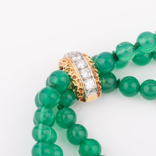 Bracelet Van Cleef & Arpels - Bracelet en or jaune et chrysoprase pavé de diamants 58 Facettes